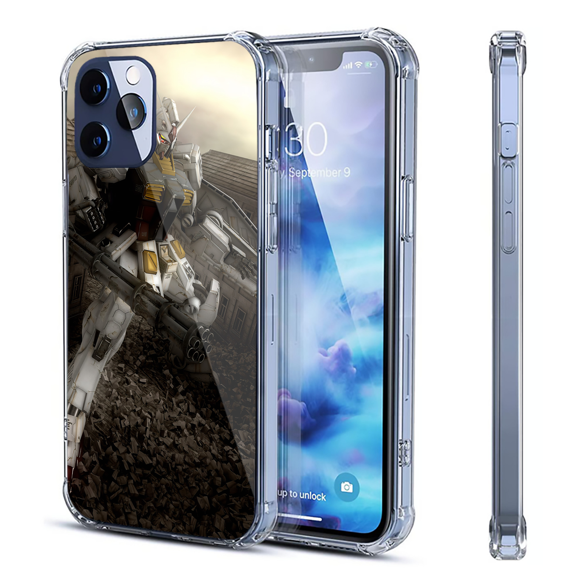 （画像用） 機動戦士ガンダム Mobile Suit Gundam 【iPhone 12シリーズ対応】透明スマホケース（クリアソフトケース）